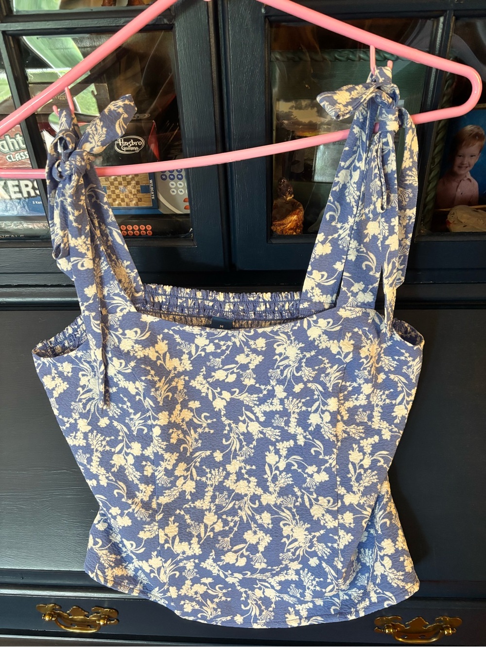 Old Navy Blue Floral Tie-Shoulder Camisole